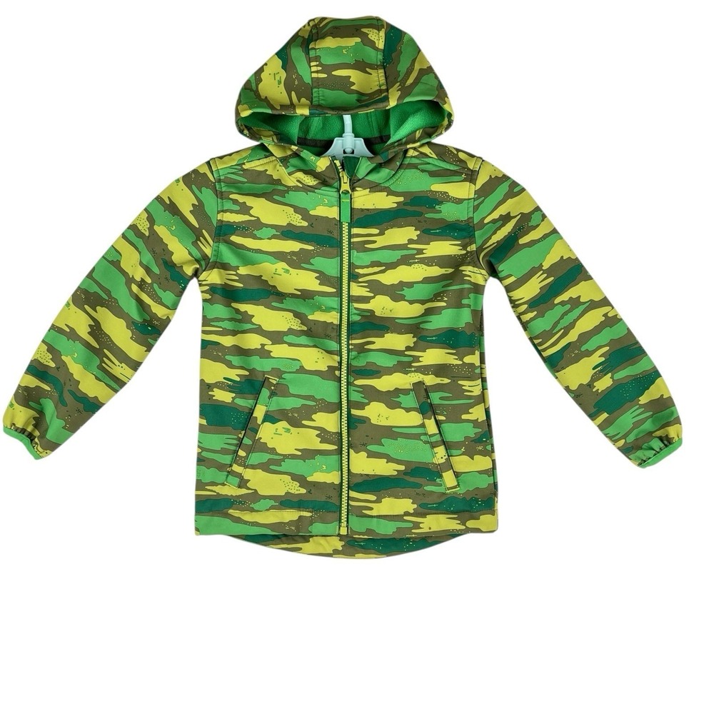 Cat & Jack Toddler Green Camo Outdoor Windbreaker Hooded Jacket Size 5T